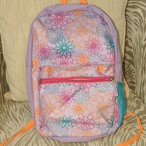 Floral Patterned Backpack with Orange Straps